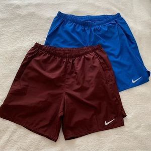 Nike Bundle - 2 Men’s Running Shorts Blue Maroon Size M